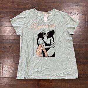 Michelle by Comune Graphic Short Sleeve Top Size Large Women